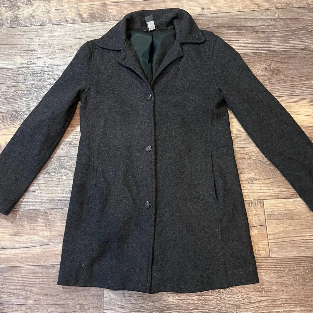 Banana Republic Womens Charcoal Gray Wool Blend 3 Button Car Coat Jacket Small